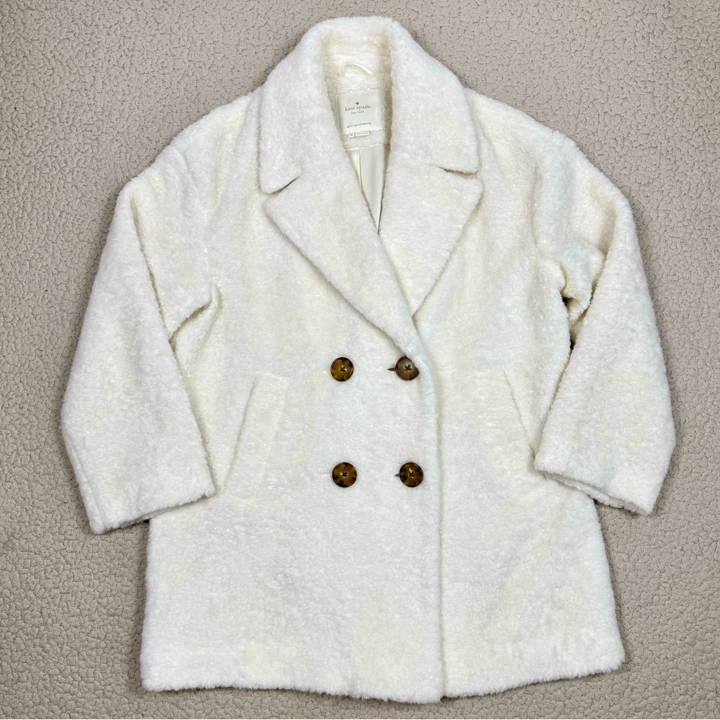 Kate Spade Broome Street Teddy Sherpa Mid Length Coat